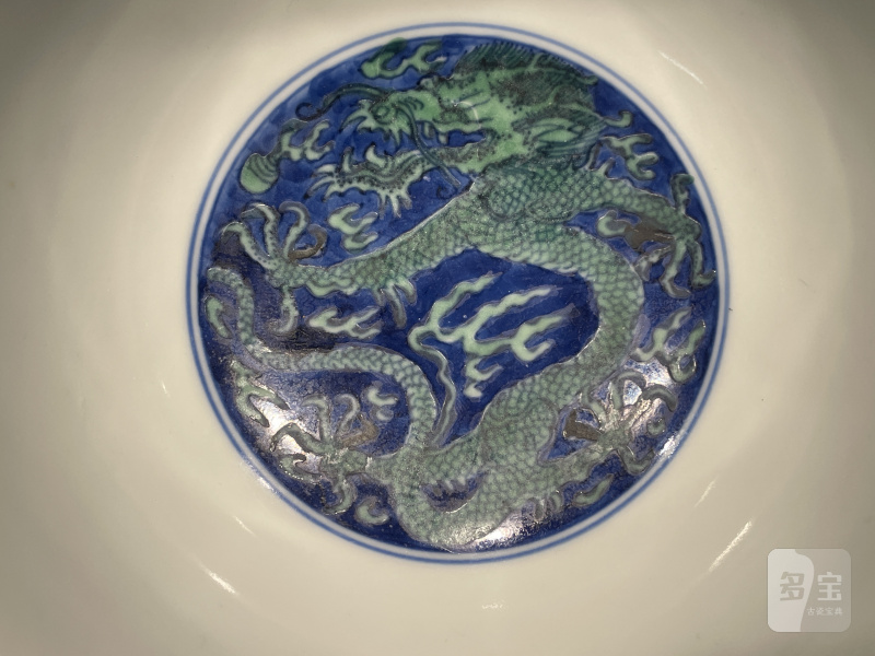 清康熙 青花绿龙碗 - 图7